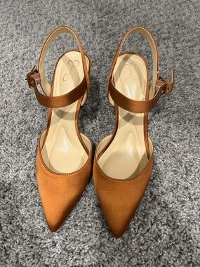Jessica Simpson Copper Tan Pointed Toe Slingback Heels